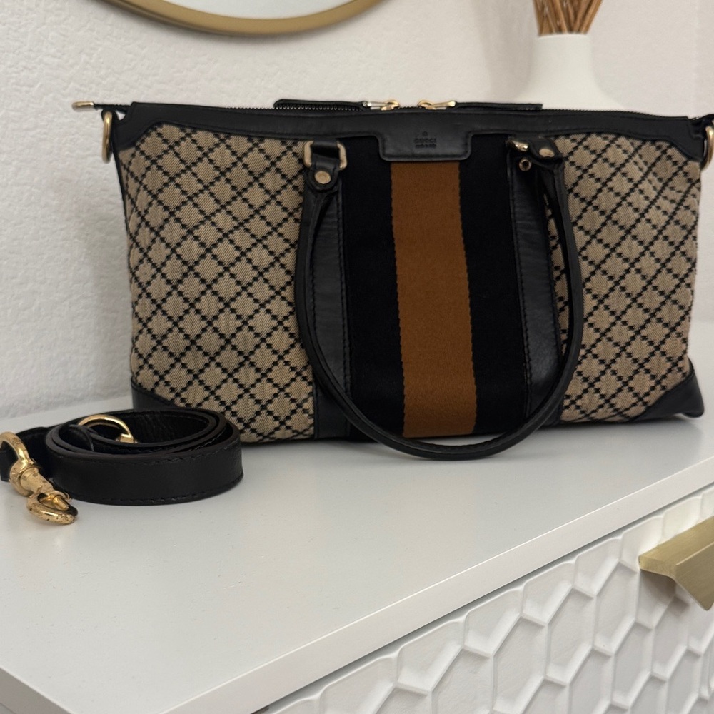 Gucci Diamanté Black and Brown Women's Bag